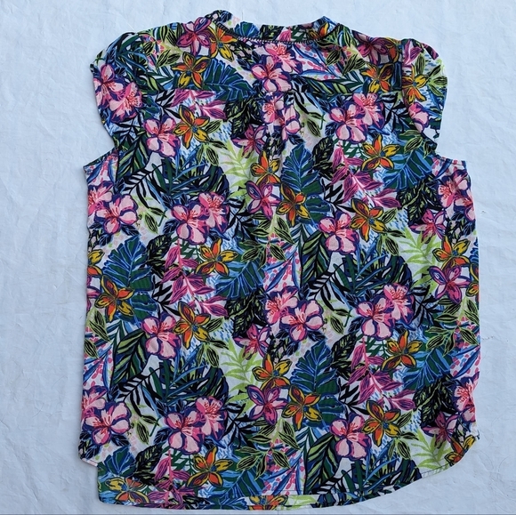 Plus Size Mandee 3X Floral  Colourful Short Split Sleeve Dress Top Flattering ! - Picture 6 of 8